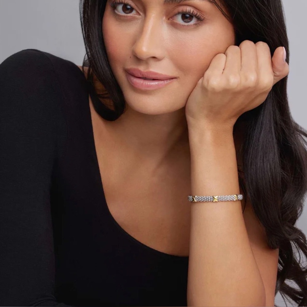 Lagos, Sterling silver and 18K gold triple X bracelet SIZE SMALL - Picture 5 of 6